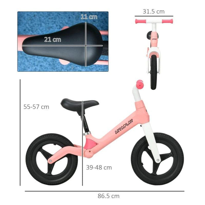 Balance Bike with Adjustable Seat, Handlebar and PU Wheels in Pink - Little and Giant Explorers AIYAPLAY