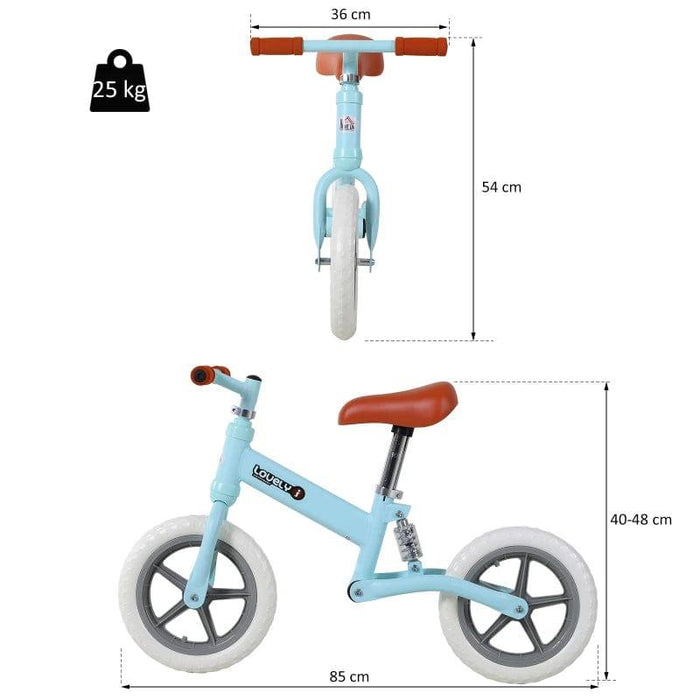 Balance Bike with Adjustable Seat and Shock Absorber in Blue - Little and Giant Explorers HOMCOM