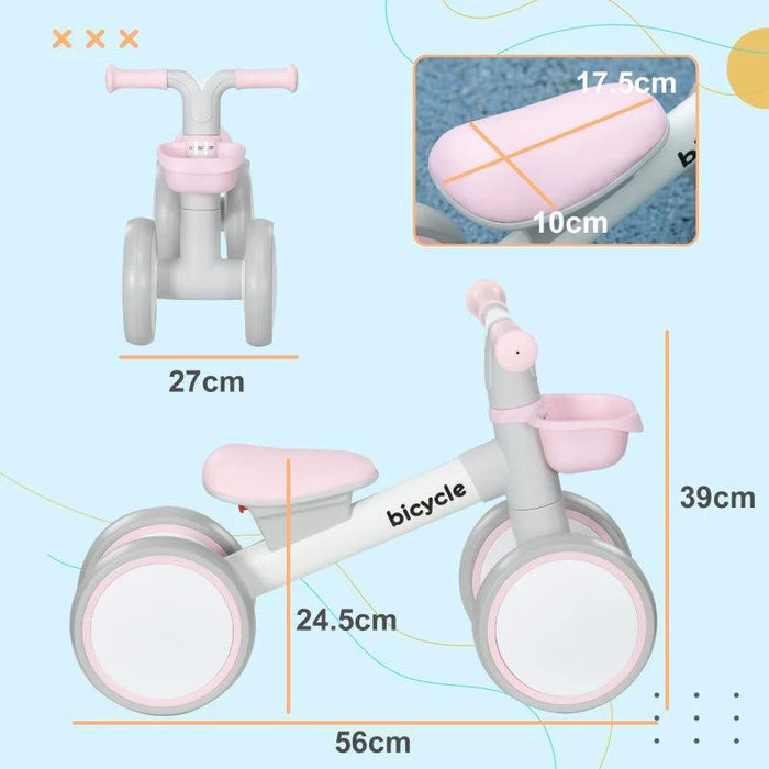 Kids Balance Bike with Adjustable Seat and Silent Wheels in Pink - Little and Giant Explorers AIYAPLAY