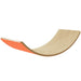 Wooden wobble chair with orange seat on a white background