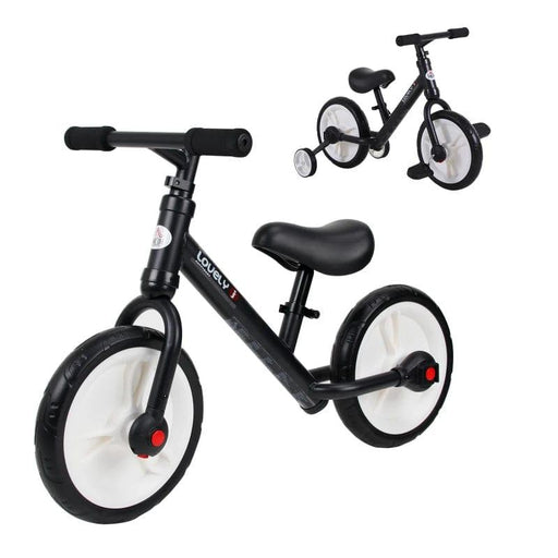 Balance Training Bike with Removable Stabilisers in Black - Little and Giant Explorers HOMCOM