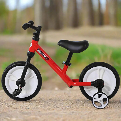 Kids Balance Training Bike with Removable Stabilisers in Red - Little and Giant Explorers HOMCOM