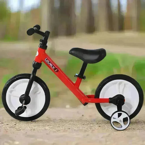 Kids Balance Training Bike with Removable Stabilisers in Red - Little and Giant Explorers HOMCOM