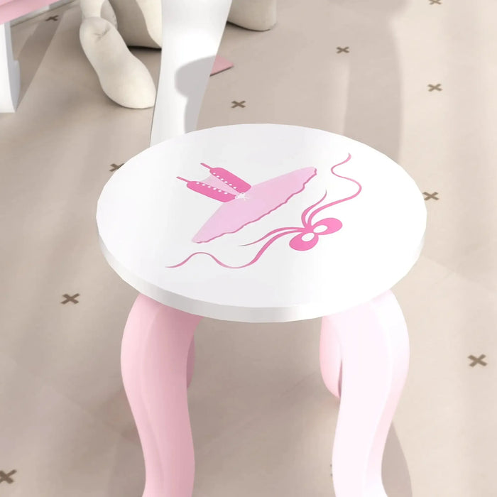 Kids Ballet Theme Vanity Table with Stool and Mirror - Little and Giant Explorers AIYAPLAY