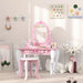 Kids Ballet Theme Vanity Table with Stool and Mirror - Little and Giant Explorers AIYAPLAY