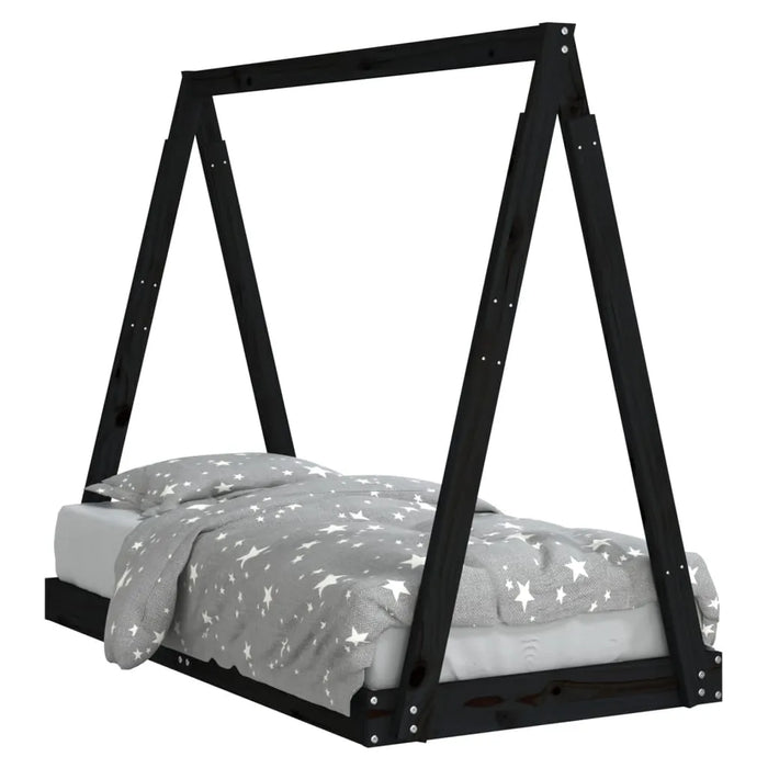 Kids Bed Frame Black and Solid Wood Pine (70 x 140cm) - Little and Giant Explorers vidaXL