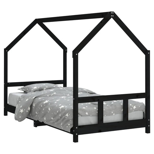 Kids Bed Frame in Black and Solid Wood Pine (90 x 190cm) - Little and Giant Explorers vidaXL