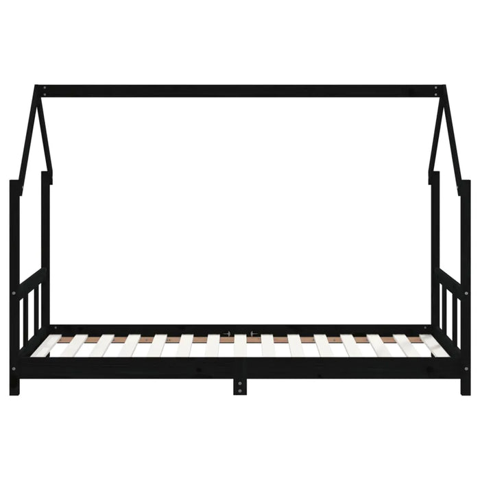 Kids Bed Frame in Black and Solid Wood Pine (90 x 190cm) - Little and Giant Explorers vidaXL