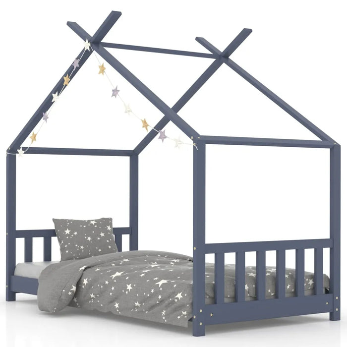 Kids Bed Frame in Grey and Solid Pine Wood (70 x 140cm) - Little and Giant Explorers vidaXL