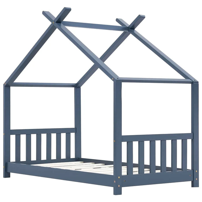 Kids Bed Frame in Grey and Solid Pine Wood (70 x 140cm) - Little and Giant Explorers vidaXL