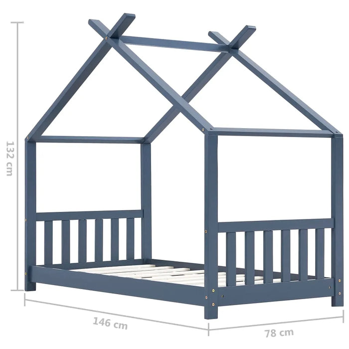 Kids Bed Frame in Grey and Solid Pine Wood (70 x 140cm) - Little and Giant Explorers vidaXL