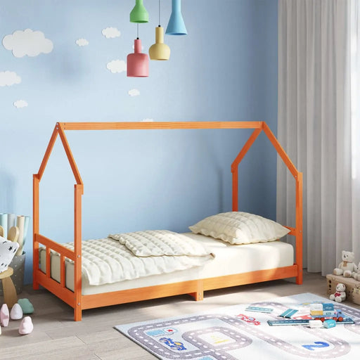 Kids Bed Frame in Wax Brown and Solid Wood Pine (90 x 190cm) - Little and Giant Explorers vidaXL