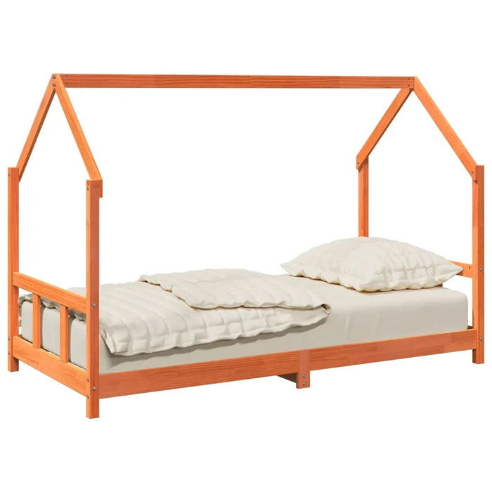 Kids Bed Frame in Wax Brown and Solid Wood Pine (90 x 190cm) - Little and Giant Explorers vidaXL