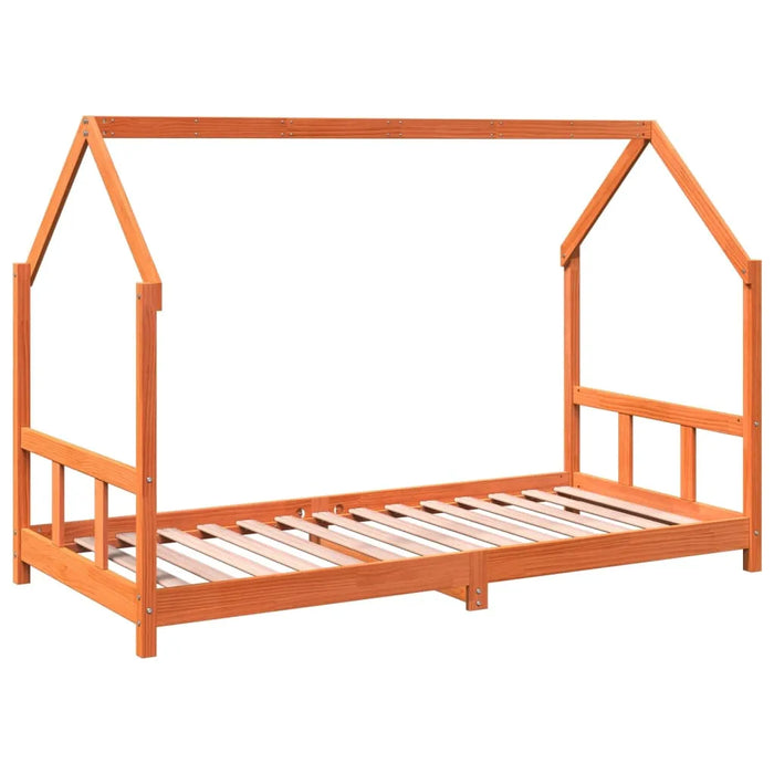 Kids Bed Frame in Wax Brown and Solid Wood Pine (90 x 190cm) - Little and Giant Explorers vidaXL