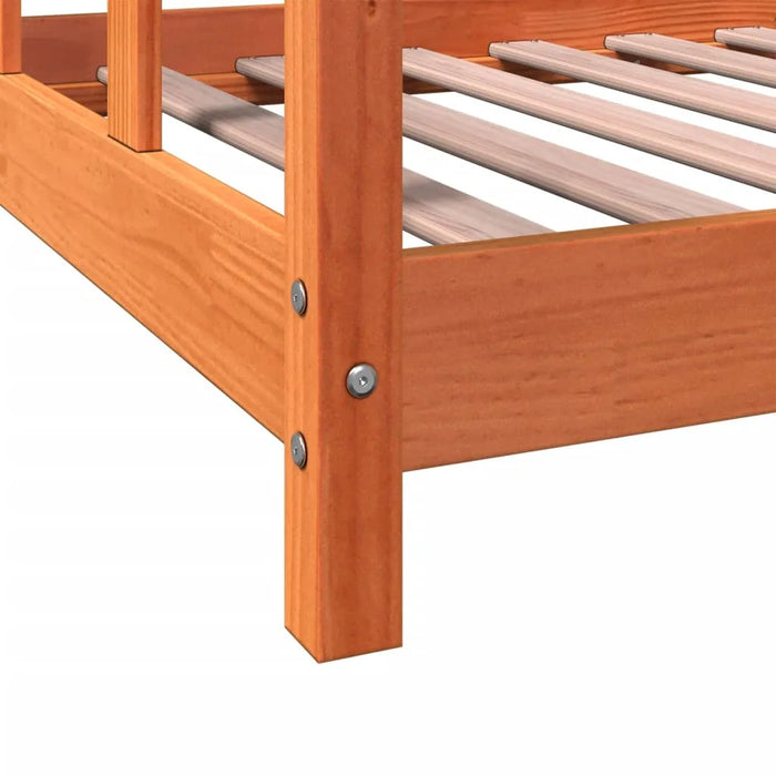 Kids Bed Frame in Wax Brown and Solid Wood Pine (90 x 190cm) - Little and Giant Explorers vidaXL