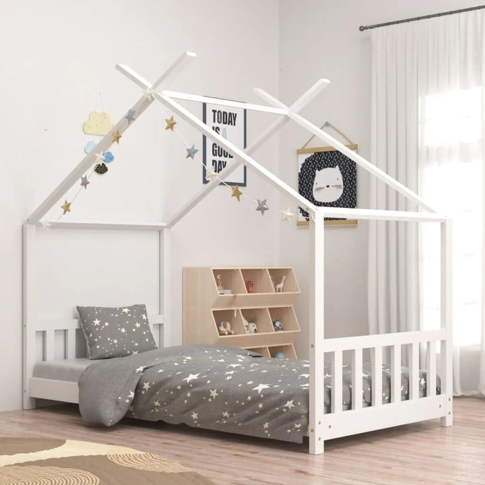 Kids Bed Frame in White and Solid Pine Wood (70 x 140cm) - Little and Giant Explorers vidaXL