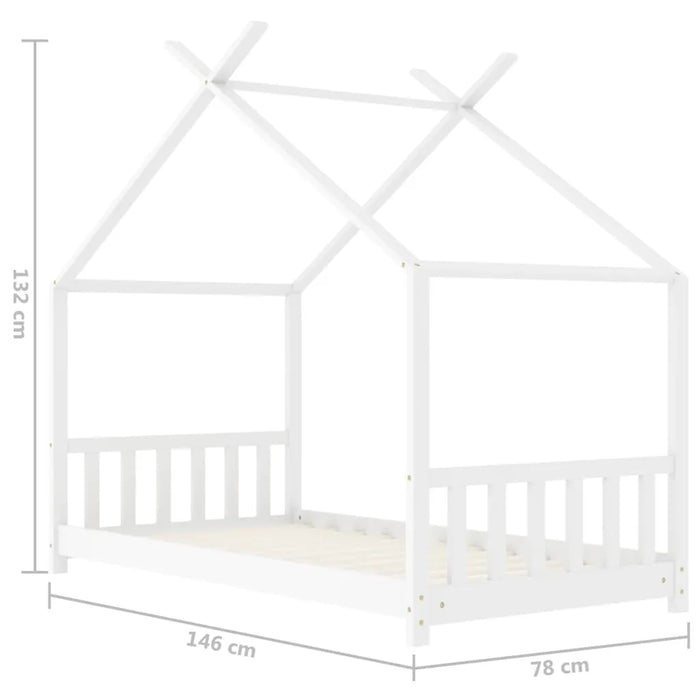 Kids Bed Frame in White and Solid Pine Wood (70 x 140cm) - Little and Giant Explorers vidaXL