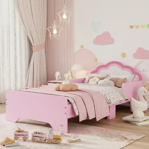 Kids Bed Frame – Pink Cloud-Design | Side Rails and Low-to-Ground Safety ZONEKIZ - Little and Giant Explorers ZONEKIZ