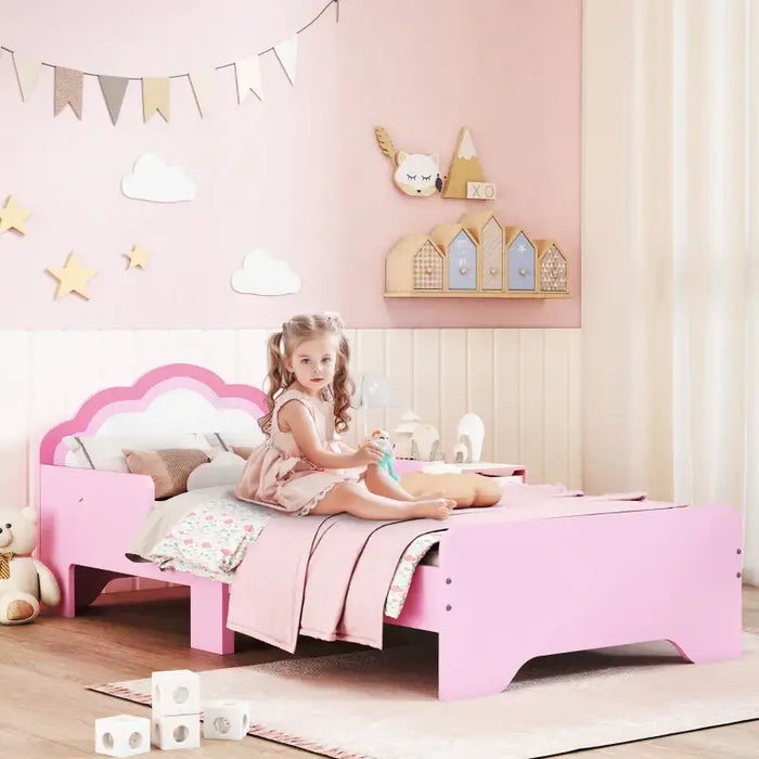 Kids Bed Frame – Pink Cloud-Design | Side Rails and Low-to-Ground Safety ZONEKIZ - Little and Giant Explorers ZONEKIZ