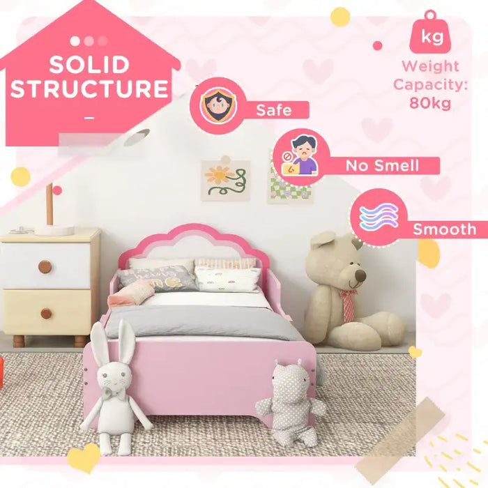 Kids Bed Frame – Pink Cloud-Design | Side Rails and Low-to-Ground Safety ZONEKIZ - Little and Giant Explorers ZONEKIZ