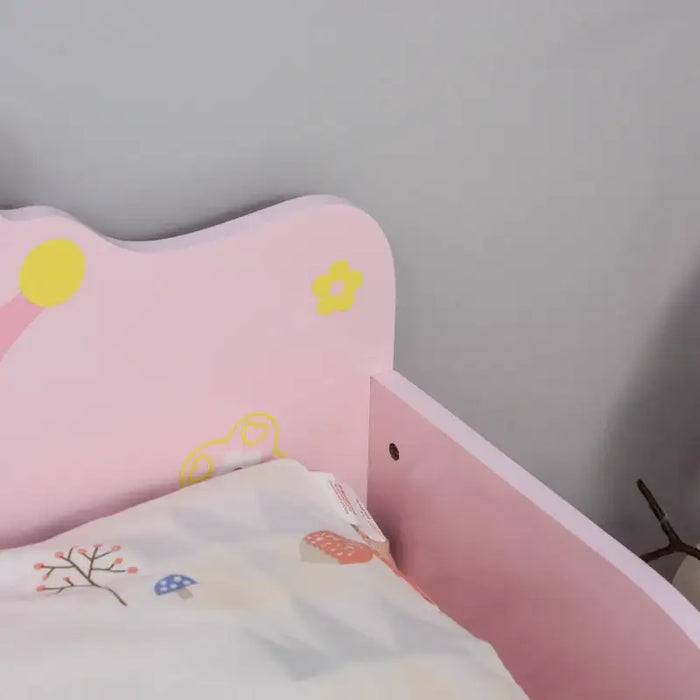 Kids Bed Frame – Princess Pink Design | Poplar Wood with Crown and Flower Print HOMCOM - Little and Giant Explorers HOMCOM