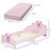 Kids Bed Frame – Princess Pink Design | Poplar Wood with Crown and Flower Print HOMCOM - Little and Giant Explorers HOMCOM