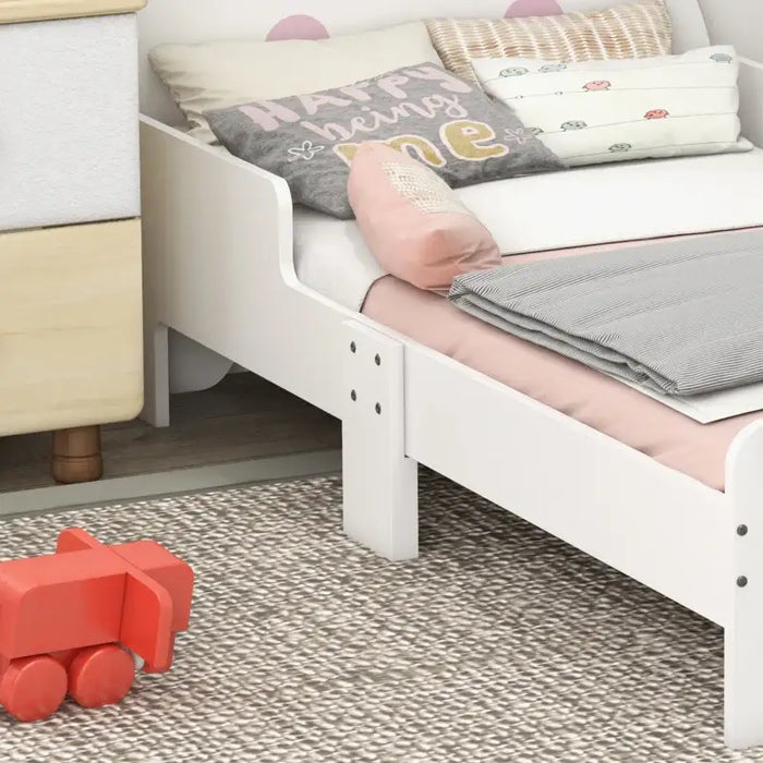 Kids Bed Frame – White Bunny-Design | Board with Side Rails ZONEKIZ - Little and Giant Explorers ZONEKIZ