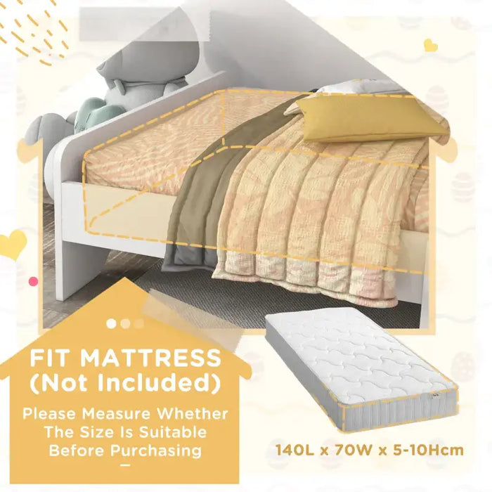 Kids Bed Frame – White Bunny-Design | Board with Side Rails ZONEKIZ - Little and Giant Explorers ZONEKIZ