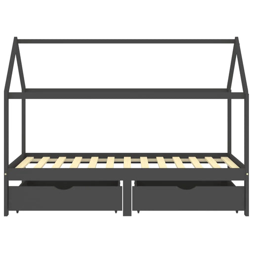 Kids Bed Frame with Drawers in Dark Grey and Solid Pine Wood (90 x 200cm) - Little and Giant Explorers vidaXL