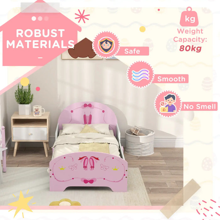 Ballet Theme Toddler Bed Frame with Safety Rails (76.5 x 144cm) - Little and Giant Explorers AIYAPLAY