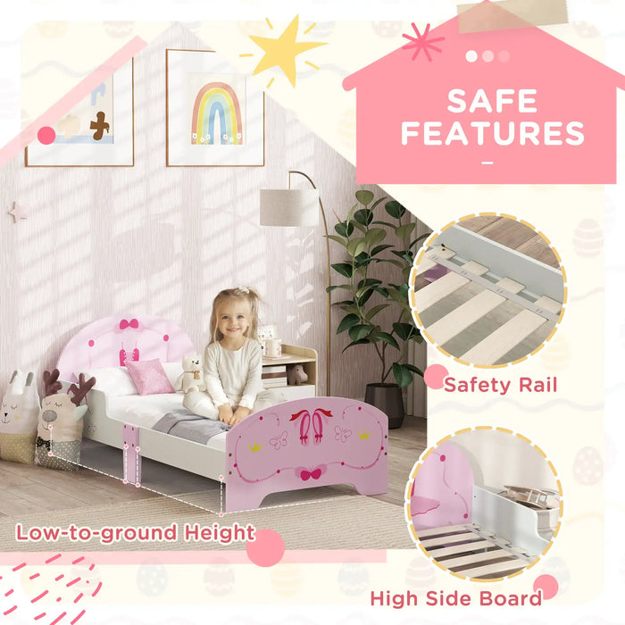 Ballet Theme Toddler Bed Frame with Safety Rails (76.5 x 144cm) - Little and Giant Explorers AIYAPLAY