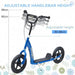 Blue kids big wheel scooter with adjustable handlebar height 80-88cm, wide deck and 12" wheels
