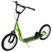 Green kids big wheel scooter with adjustable height and dual brake system