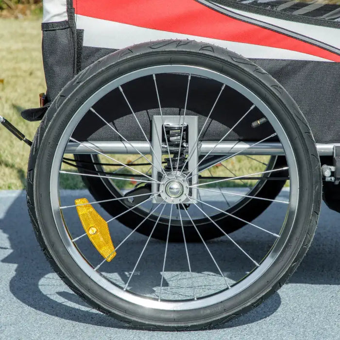 Kids Bike Trailer – Red | 2-Seater Bicycle Carrier - 5 Point Harness and Hand Brake HOMCOM - Little and Giant Explorers HOMCOM