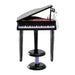 Kids black 37-key mini grand piano keyboard set with stool and attached microphone