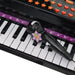 Kids black 37-key mini piano keyboard with microphone and orange control buttons