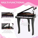 Kids black 37-key mini grand piano with microphone, MP3 slot, and karaoke features