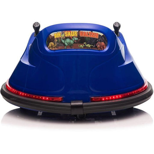 Blue Dinosaur Adventure Kids Ride on Bumper Car 6V - Little and Giant Explorers Zipper