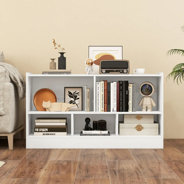 Kids Bookcase and Toy Storage - Natural/ White Finish | Low Height for Easy Access COSTWAY - Little and Giant Explorers Costway