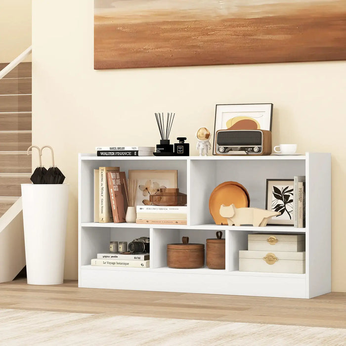 Kids Bookcase and Toy Storage - Natural/ White Finish | Low Height for Easy Access COSTWAY - Little and Giant Explorers Costway