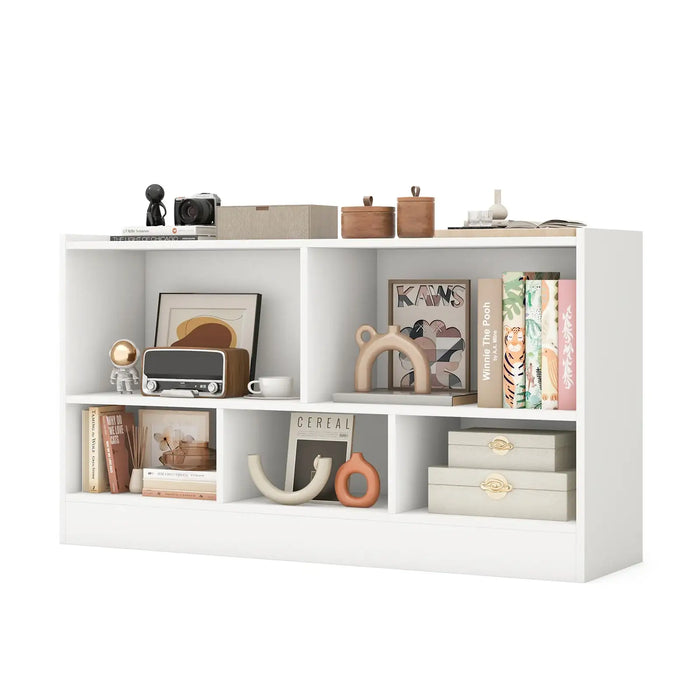 Kids Bookcase and Toy Storage - Natural/ White Finish | Low Height for Easy Access COSTWAY - Little and Giant Explorers Costway