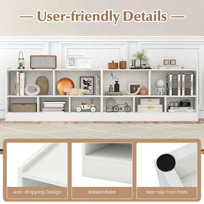 Kids Bookcase and Toy Storage - Natural/ White Finish | Low Height for Easy Access COSTWAY - Little and Giant Explorers Costway