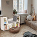 Kids Bookcase with Seat | 6-Cube Storage Shelf with Cushioned Reading Nook COSTWAY - Little and Giant Explorers Costway