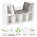 Kids Bookcase with Seat | 6-Cube Storage Shelf with Cushioned Reading Nook COSTWAY - Little and Giant Explorers Costway