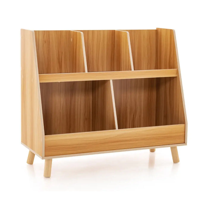 Kids Bookshelf and Toy Storage Organiser | Wooden 2-in-1 Bookcase with 5 Cubes COSTWAY - Little and Giant Explorers Costway
