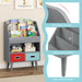 Kids Bookshelf - Grey | 3 Tiers, Open Compartment and 2 Fabric Drawers COSTWAY - Little and Giant Explorers Costway