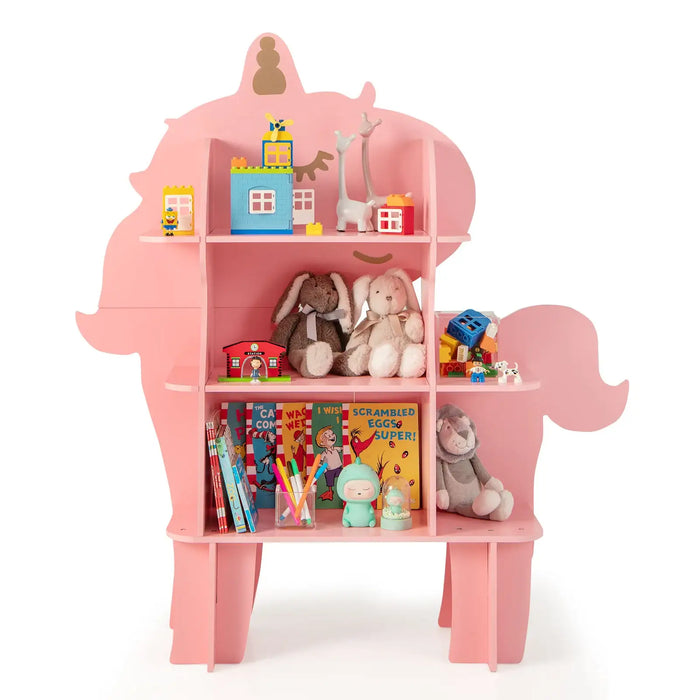Kids Bookshelf Unicorn Shape | Storage and Organisation with Child-Friendly Design - Little and Giant Explorers Costway