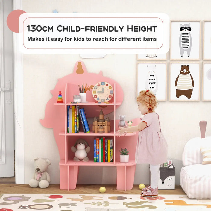 Kids Bookshelf Unicorn Shape | Storage and Organisation with Child-Friendly Design - Little and Giant Explorers Costway