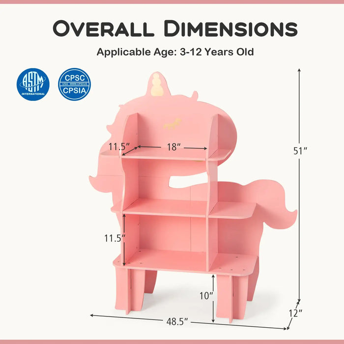 Kids Bookshelf Unicorn Shape | Storage and Organisation with Child-Friendly Design - Little and Giant Explorers Costway