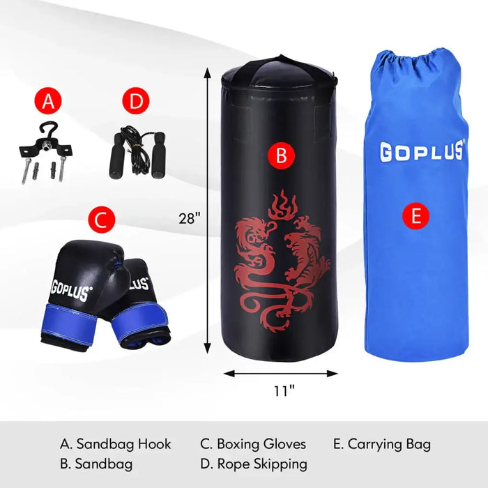 Kids Boxing Set | Punching Bag, Gloves, Hook and Jump Rope COSTWAY - Little and Giant Explorers Costway